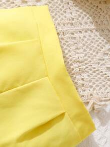 SHEIN 2pcs Baby Girls Floral Knit Camisole Top + Woven Casual Pants Set, Yellow, Suitable For Parties And Outings - Yellow - View 6