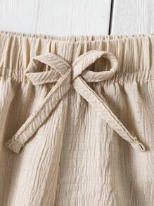 SHEIN Tween Girl Casual All-Match Versatile Loose Comfortable Beach Wide Leg Pants In Apricot Textured Fabric, New Spring/Summer Collection, Matching With Mom And Sister - Apricot - View 3