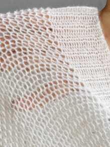 BamGleam New White Crewneck Sweater Vest, Handmade Embroidery Chunky Knit Hollow-Out Colorblock Loose Casual Women Sweater Vest - White - View 8