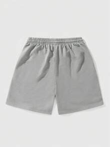 ROMWE MEN Goth Men's Cross Print Drawstring Waist Pockets Loose Casual Shorts