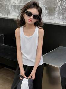 Dazy Kids Tween Girl' Plain Round Neck Sleeveless Casual Tank Top,Girls Summer Outfits,Back To School Clothes - White - View 4
