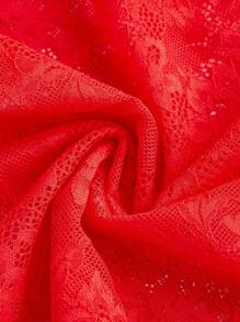 SHEIN ICON 女士镂空侧开叉下摆无袖透明 Y2K 派对性感哥特式红色中国风蕾丝连衣裙，适合中国新年