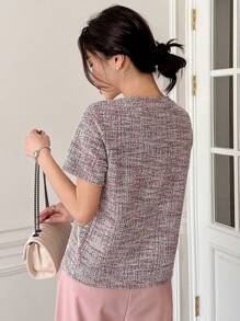 DAZY Women's Crew Neck Short Sleeve Simple Casual Blouse - Multicolor - View 5