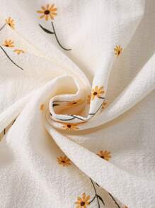 Tween Girl Floral Print Collar Shirt & Pants 2Pcs Loungewear Set, Daily Casual - Multicolor - View 4