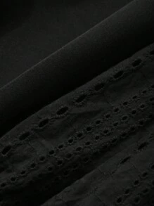 FRIFUL Women's Solid Color Round Neck Ruffle Long Sleeve Loose Casual Dress, Autumn - Black - View 7