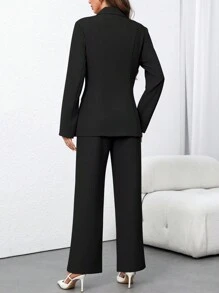EMERY ROSE 女士休闲/办公室纯色西装外套 + 裤子两件套