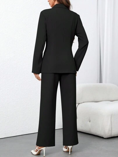 EMERY ROSE Women Casual/Office Solid Color Blazer + Pants 2 Pieces Set Fall Cloth For Women