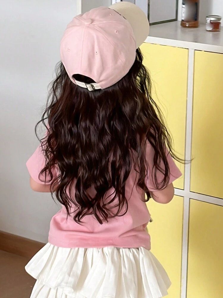 Contrast Lace Bow Decor Short Sleeve Casual T-Shirt For Young Girl, Summer