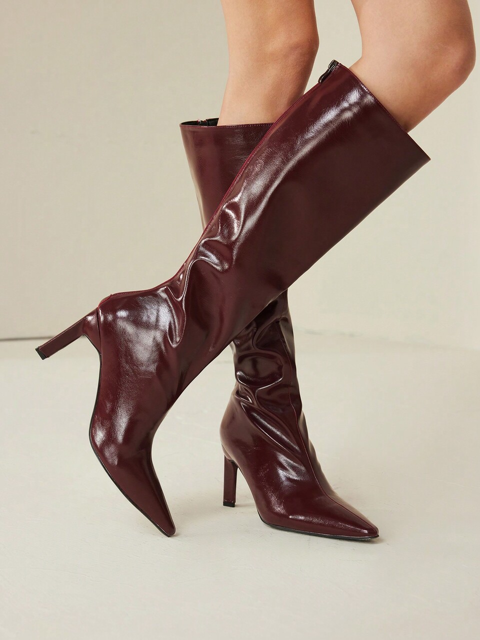 FASHIONABLE MINIMALIST COMMUTER SOLID COLOR WOMEN KNEE-HIGH HEELED BOOTS, FOR NEW YEAR HOLIDAY, FOR VALENTINE'S DAY, SPRING SHOES, SPRING BREAK EASTER FOR CHRISTMAS