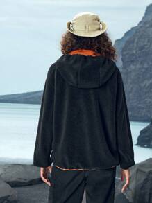 In My Nature Women's Solid Color Splice Front Zipper Long Sleeve Sports Jacket, Winter