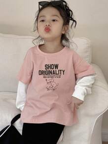 DAZY Young Girl T-Shirt, Autumn - Pink - View 2