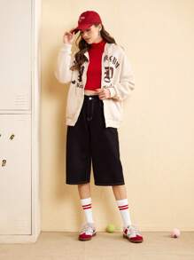 CUCCOO EASI Tenis deportivos casuales de mujer con parches simples - Rojo y blanco - Ver 10