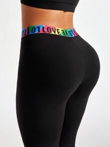 Gameset SHEIN Sport Plus Size Women Sports Leggings, Casual Athletic Yoga Workout Pants - Black - View 2