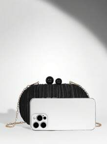 SHEIN BAE Women's Elegant Solid Color Minimalist Chic Evening Clutch Bag Valentines - Black - View 9