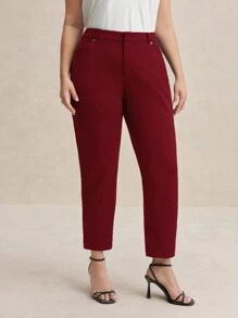 BizChic 加大码干净彩色针织修身低弹力休闲裤黑色裤子商务女士秋季女士浪漫、时尚、百搭；适合夏季度假，舒适