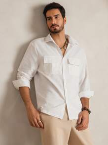 Manfinity ModaGents Camisa tejida de manga larga con corte slim fit y estilo casual de moda para hombres jóvenes