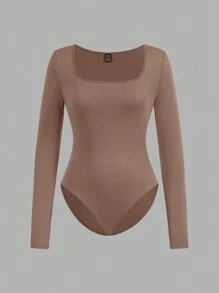 SHEIN EZwear Bộ 3 áo ôm sát cơ thể cổ vuông tay dài cho nữ - Nhiều màu - Xem 9