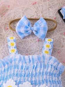 Baby Girl Fashion Summer New Cute Suspender Bodysuits - Blue - View 3
