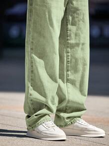 Manfinity Homme Plus Size Men's Simple Pocket Casual Jeans, For Daily Wear