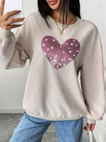 Women's Fashionable Elegant Casual Sequin Embroidered Glitter Sweatshirt