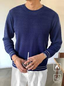 Manfinity CasualKnits Men's Solid Color Minimalist Fashion Casual Sweater, Suitable For Daily Wear