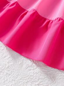 Tween Girls Casual Vacation Colorblock Woven Shift Dress, Summer - Hot Pink - View 6