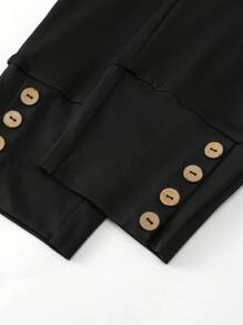 Mulvari Leggings slim fit de couleur unie grande taille, pour un usage casual quotidien - Noir - Voir 8