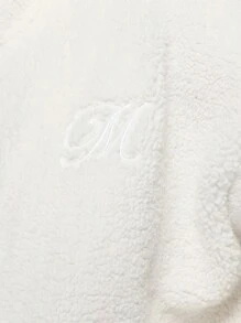 MISSGUIDED Veste bomber en sherpa douillet avec zip et poches sur les côtés. Vêtements de détente casual, extérieur en laine polaire teddy chaud parfait pour l'automne et l'hiver - Blanc - Voir 3