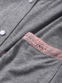 DAZY 2pcs/Set Women Ditsy Floral Long Sleeve Pajama Set, Spring, Fall Winter Clothes - Grey - View 9