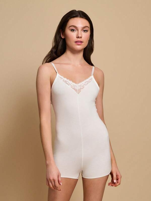 TryMe Heart Sheer Mesh Back Cami Sleep Romper