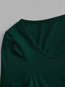 SHEIN Essnce 4pcs/Set Women Casual Square Neck Long Sleeve Solid Color Versatile T-Shirts, Suitable For Spring And Autumn - Multicolor - View 3