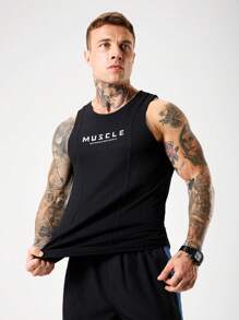 Gym Rark Camiseta deportiva de compresión casual con estampado de letras para hombres - Negro - Ver 1