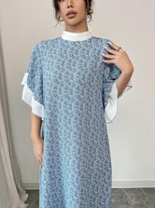 Al Najma 阿拉伯风格休闲简约连衣裙，适合日常穿着 - 藍色 - 查看 3