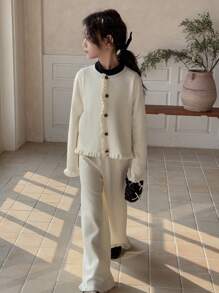 DAZY Tween Girl Knit Sweater Set, Autumn - Apricot - View 6