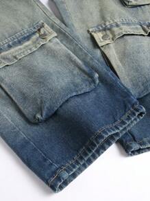 Chillumni Men's Simple Front Button Pocket Casual Jeans, Daily Wear - Bronze - View 5