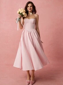 Enchnt Vestido largo con tirantes finos y pliegues de color rosa suave para mujeres, romántico, ideal para el Día de San Valentín, cumpleaños, fiestas de vacaciones, citas románticas y uso diario