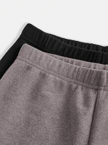 SHEIN Girlism Set de 2 pantalones informales con cierre acampanado y forros térmicos, versátiles para otoño/invierno, para niñas preadolescentes