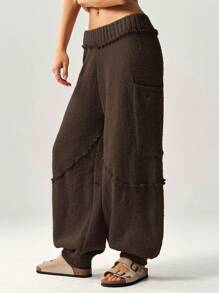 Bohemela High Waisted Loose Fit Drawstring Sweatpants For Women - Chocolate Brown - View 7