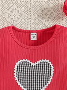 Tween Girl Fashionable Ruffle Sleeve Top And Plaid Skirt 2pcs Set Summer Holiday - Burgundy - View 3