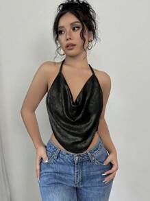 Firerie Women Elegant Sexy Floral Print Mesh V-Neck Sleeveless Camisole Tank Top, Suitable For Party & Daily Wear - Black - View 3