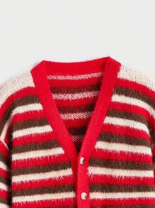 Manfinity VCAY Cardigan a maniche lunghe lavorato a maglia a righe, casual ed elegante, adatto per uso quotidiano per uomo