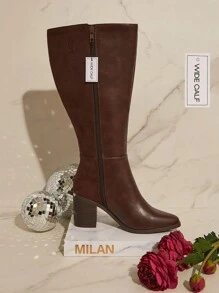 SHUZIA Bestseller Women's Wide Shaft&Wide Fit Brown Knee High Boots New Year Holiday