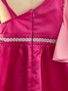 SHEIN Babygirl Elegant & Cute Pink Ruffle Strap Dress