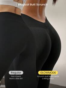GLOWMODE Leggings taille haute de 24 pouces, avec contrôle du ventre sans couture, fesses sculptées, jambes avec coutures et dos en V. Convient pour l'entraînement à impact moyen, la course, la gym
