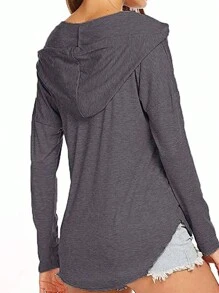 SHEIN EZwear Femmes T-shirt à capuche ample asymétrique décontracté à manches longues