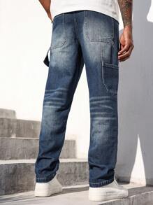 Manfinity Homme Men's Casual Pocket Jeans - Blue - View 2