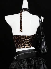 SHEIN ICON 女士豹纹露背简约休闲 Y2K 哥特式派对外出露背上衣，适合日常穿着 - 彩色 - 查看 11