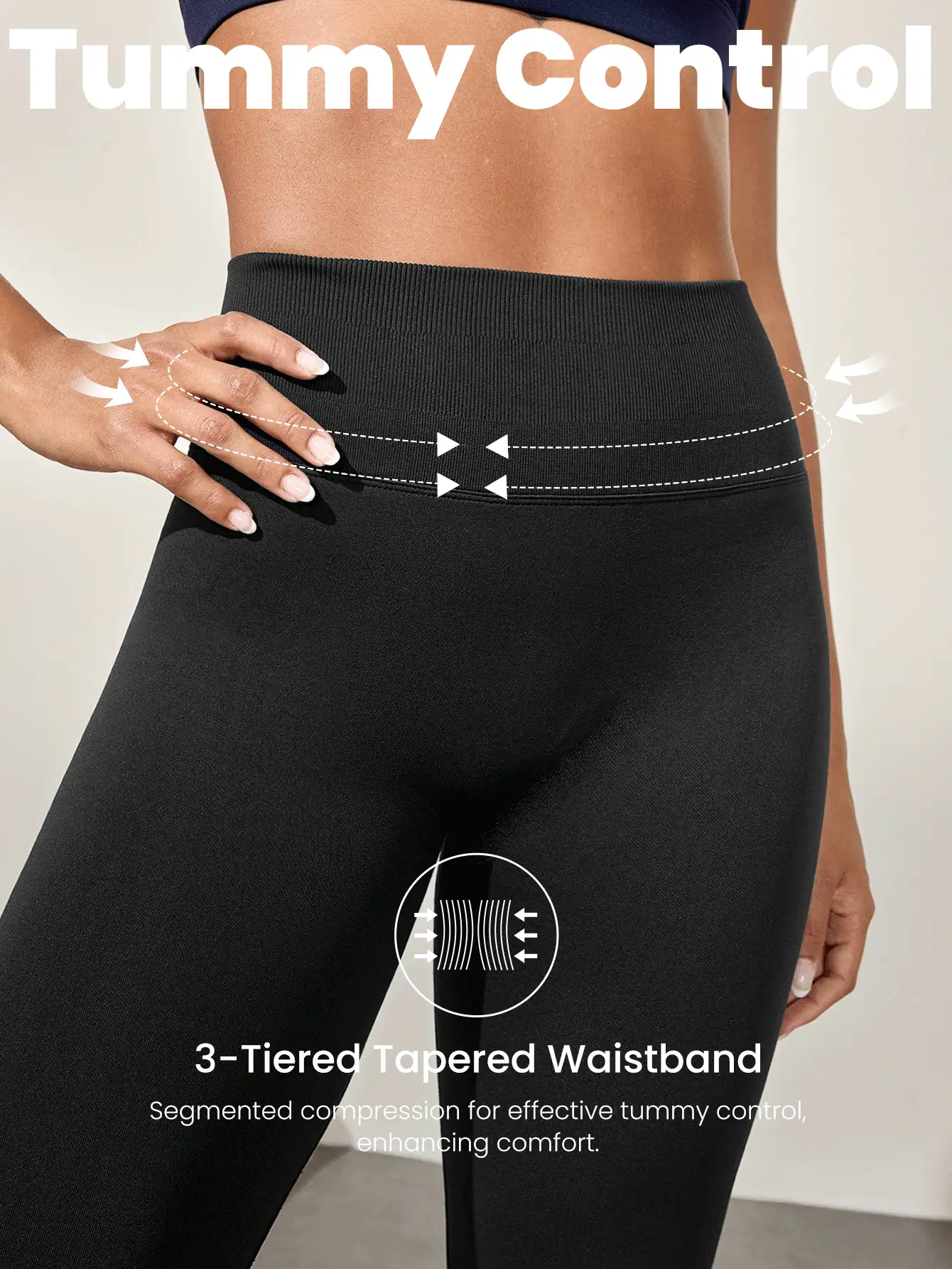 GLOWMODE Leggings taille haute de 24 pouces, avec contrôle du ventre sans couture, fesses sculptées, jambes avec coutures et dos en V. Convient pour l'entraînement à impact moyen, la course, la gym