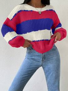 Chiquease Casual Minimalist Pullover Sweater, Everyday Wear Knit Pullover Fall Winter Sweater