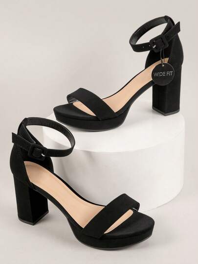 SHUZIA Women Wide Fit Minimalist Chunky Heeled Ankle Strap Sandals, Elegant Summer Heeled Sandals Summer Shoes Spring Shoes Spring Break Easter Mother's Day Present For Christmas